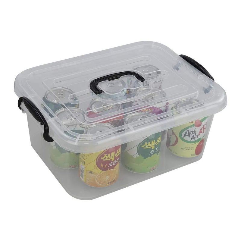 Xowine 8 L Plastic Storage Boxes, Clear Storage Bin with Black Handle, 2-Pack - Image 5